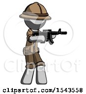 Poster, Art Print Of Gray Explorer Ranger Man Shooting Automatic Assault Weapon