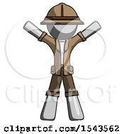 Poster, Art Print Of Gray Explorer Ranger Man Surprise Pose Arms And Legs Out