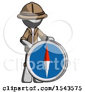 Poster, Art Print Of Gray Explorer Ranger Man Standing Beside Large Compass