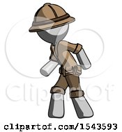 Gray Explorer Ranger Man Suspense Action Pose Facing Left