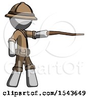 Poster, Art Print Of Gray Explorer Ranger Man Pointing With Hiking Stick