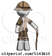 Poster, Art Print Of Gray Explorer Ranger Man Standing With Hiking Stick