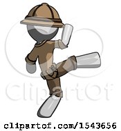 Poster, Art Print Of Gray Explorer Ranger Man Kick Pose