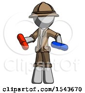Poster, Art Print Of Gray Explorer Ranger Man Red Pill Or Blue Pill Concept