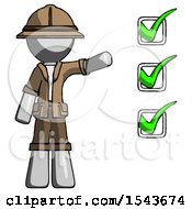 Poster, Art Print Of Gray Explorer Ranger Man Standing By List Of Checkmarks
