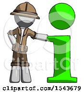 Poster, Art Print Of Gray Explorer Ranger Man With Info Symbol Leaning Up Against It