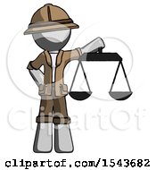 Poster, Art Print Of Gray Explorer Ranger Man Holding Scales Of Justice