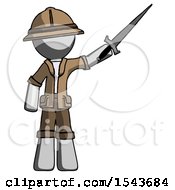 Poster, Art Print Of Gray Explorer Ranger Man Holding Sword In The Air Victoriously