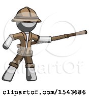 Poster, Art Print Of Gray Explorer Ranger Man Bo Staff Pointing Right Kung Fu Pose