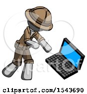 Poster, Art Print Of Gray Explorer Ranger Man Throwing Laptop Computer In Frustration