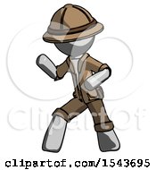 Gray Explorer Ranger Man Martial Arts Defense Pose Left