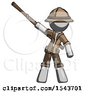 Poster, Art Print Of Gray Explorer Ranger Man Bo Staff Pointing Up Pose