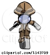 Poster, Art Print Of Gray Explorer Ranger Man Looking Down Through Magnifying Glass