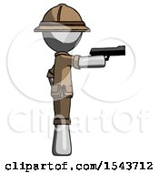 Gray Explorer Ranger Man Firing A Handgun
