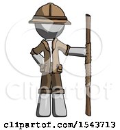Poster, Art Print Of Gray Explorer Ranger Man Holding Staff Or Bo Staff