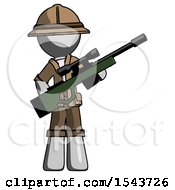 Poster, Art Print Of Gray Explorer Ranger Man Holding Sniper Rifle Gun