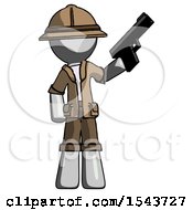 Gray Explorer Ranger Man Holding Handgun