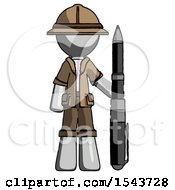 Poster, Art Print Of Gray Explorer Ranger Man Holding Large Pen