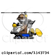 Gray Explorer Ranger Man Flying In Gyrocopter Front Side Angle View