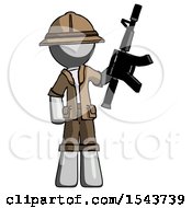 Poster, Art Print Of Gray Explorer Ranger Man Holding Automatic Gun