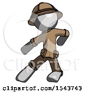 Gray Explorer Ranger Man Karate Defense Pose Left