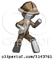 Gray Explorer Ranger Man Martial Arts Defense Pose Right