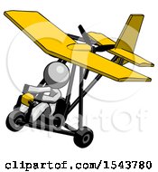 Poster, Art Print Of Gray Design Mascot Woman In Ultralight Aircraft Top Side View