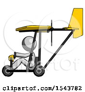 Poster, Art Print Of Gray Design Mascot Woman In Ultralight Aircraft Side View