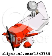 Poster, Art Print Of Gray Design Mascot Man In Geebee Stunt Plane Descending View