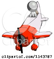 Poster, Art Print Of Gray Design Mascot Man In Geebee Stunt Plane Descending Front Angle View