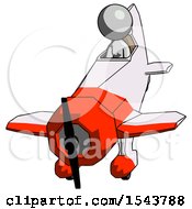 Poster, Art Print Of Gray Design Mascot Woman In Geebee Stunt Plane Descending Front Angle View