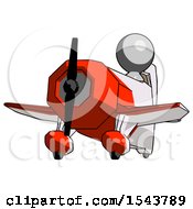 Poster, Art Print Of Gray Design Mascot Man Flying In Geebee Stunt Plane Viewed From Below