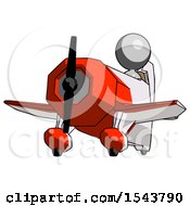 Poster, Art Print Of Gray Design Mascot Woman Flying In Geebee Stunt Plane Viewed From Below