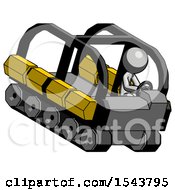 Poster, Art Print Of Gray Design Mascot Man Driving Amphibious Tracked Vehicle Top Angle View
