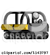 Poster, Art Print Of Gray Design Mascot Man Driving Amphibious Tracked Vehicle Side Angle View