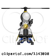 Poster, Art Print Of Gray Design Mascot Woman Flying In Gyrocopter Front View