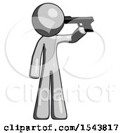 Gray Design Mascot Man Suicide Gun Pose