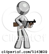 Poster, Art Print Of Gray Design Mascot Woman Tommy Gun Gangster Shooting Pose