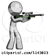 Poster, Art Print Of Gray Design Mascot Man Shooting Sniper Rifle
