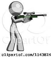 Poster, Art Print Of Gray Design Mascot Woman Shooting Sniper Rifle