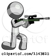 Poster, Art Print Of Gray Design Mascot Man Kneeling Shooting Sniper Rifle