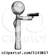 Poster, Art Print Of Gray Design Mascot Man Firing A Handgun