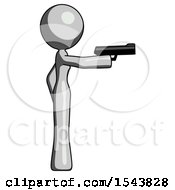 Poster, Art Print Of Gray Design Mascot Woman Firing A Handgun