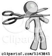Gray Design Mascot Man Scissor Beheading Office Worker Execution