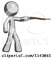 Poster, Art Print Of Gray Design Mascot Man Pointing With Hiking Stick
