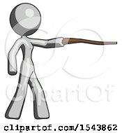 Poster, Art Print Of Gray Design Mascot Woman Pointing With Hiking Stick