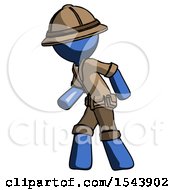 Poster, Art Print Of Blue Explorer Ranger Man Suspense Action Pose Facing Left