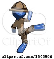 Poster, Art Print Of Blue Explorer Ranger Man Kick Pose