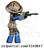 Poster, Art Print Of Blue Explorer Ranger Man Shooting Sniper Rifle