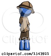 Poster, Art Print Of Blue Explorer Ranger Man Thinking Wondering Or Pondering Rear View